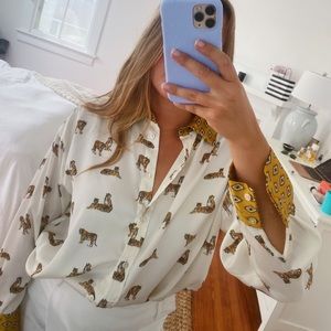 Zara Tiger Print Silk Shirt